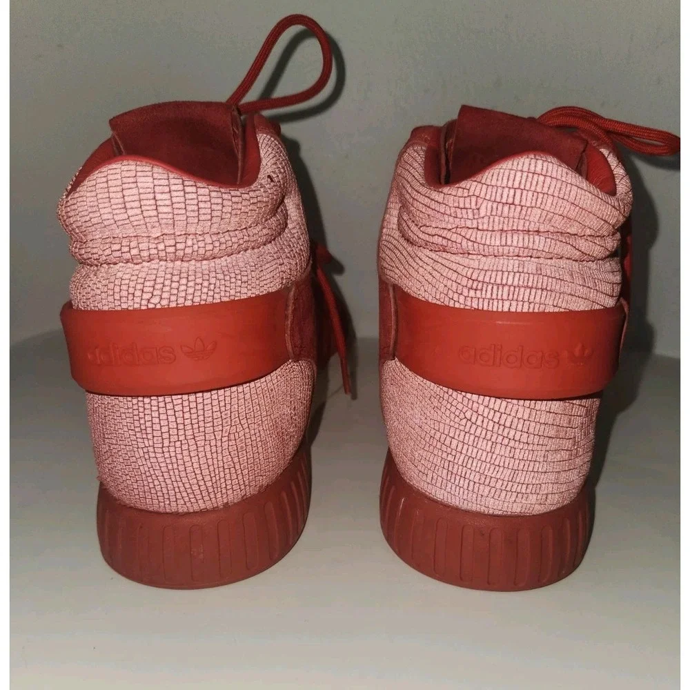 Adidas Originals Tubular Invader Red Suede Vintage White Trainers sz 10 - Mens